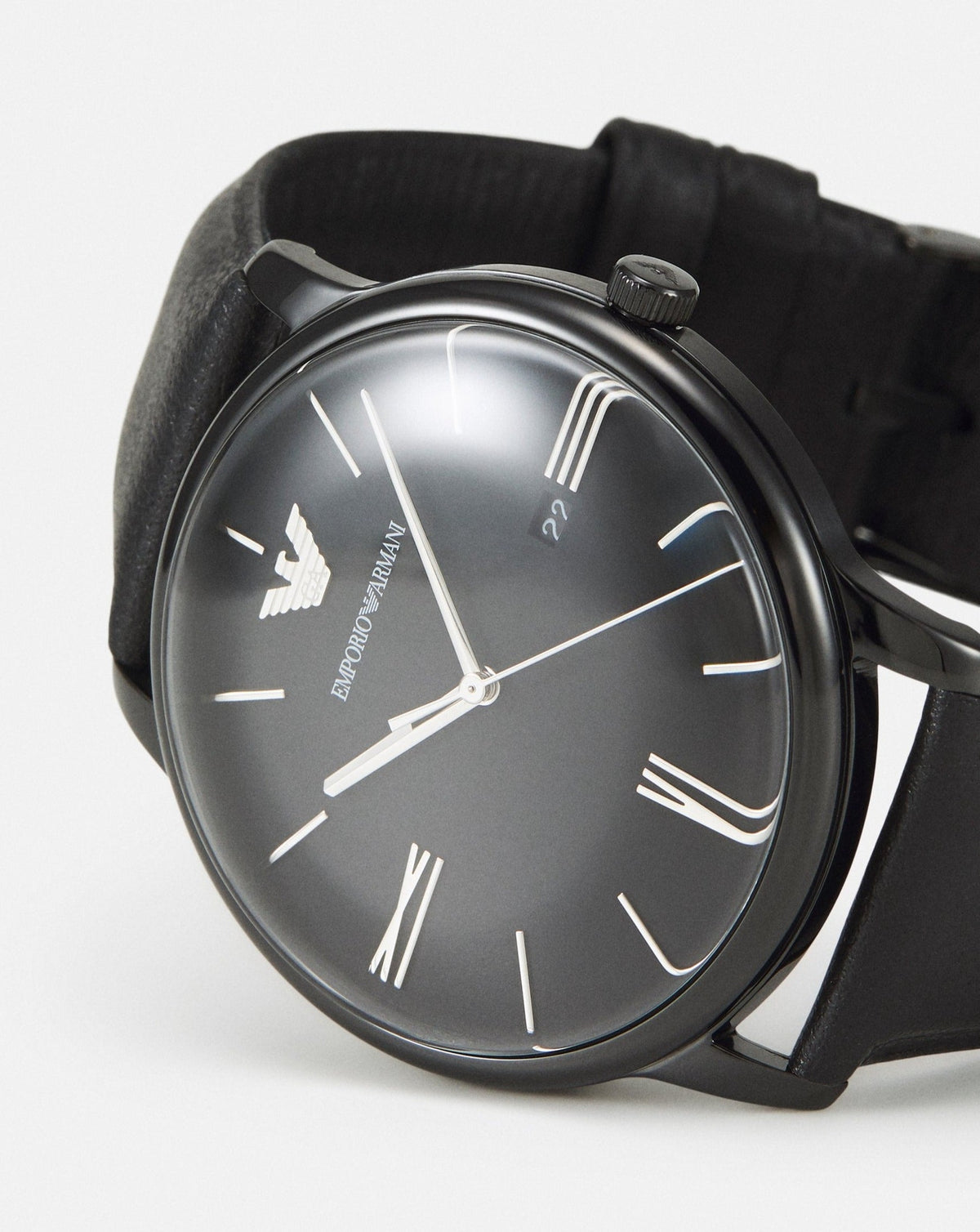  Shop Authentic Emporio Armani Minimalist Analog Black Dial Black Leather Strap Watch For Men - AR11573 - Luxxuri