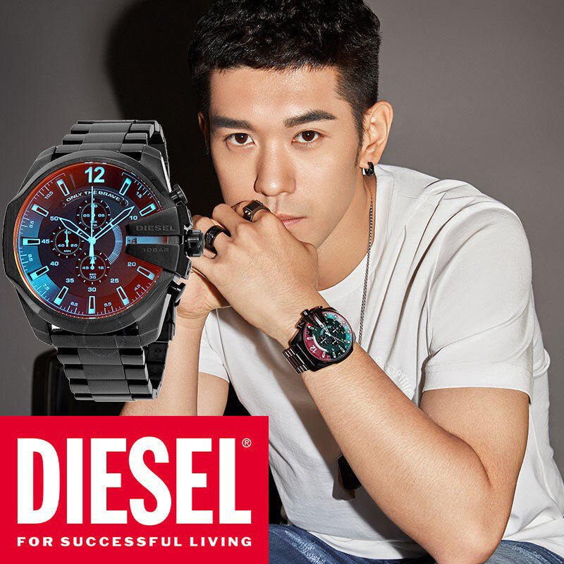  Shop Authentic Diesel Mega Chief Black Dial Black Steel Strap Watch For Men - DZ4318 - Luxxuri
