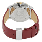  Shop Authentic Versace Audrey Quartz Silver Dial Red Leather Strap Watch for Women - VELR00219 - Luxxuri