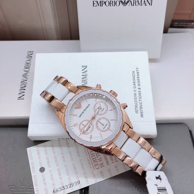  Shop Authentic Emporio Armani Sportivo White Dial Rose Gold & White Steel Strap Watch For Women - AR5942 - Luxxuri