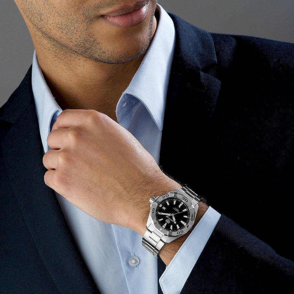  Shop Authentic Tag Heuer Aquaracer Black Dial Silver Steel Strap Watch for Men - WBD1110.BA0928 - Luxxuri