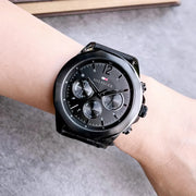  Shop Authentic Tommy Hilfiger Lars Chronograph Black Dial Black Leather Strap Watch For Men - 1792062 - Luxxuri