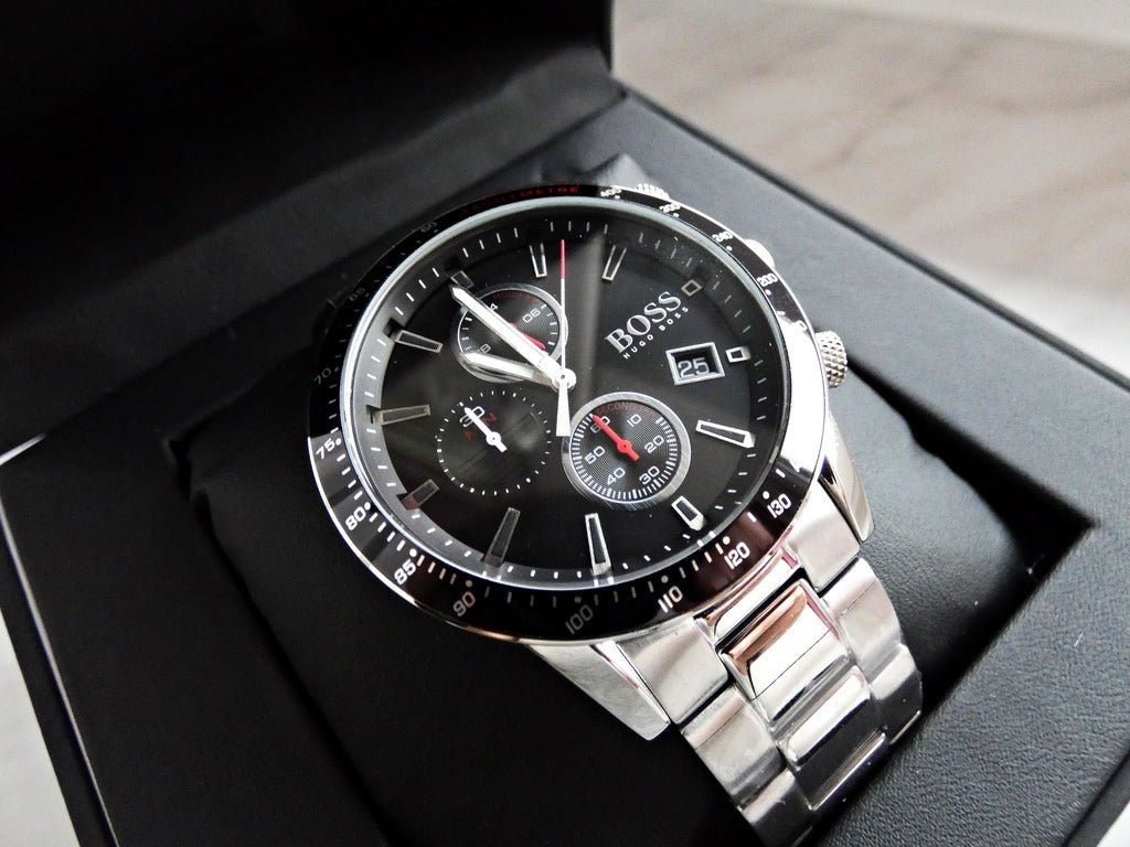  Shop Authentic Hugo Boss Rafale Chronograph Black Dial Silver Steel Strap Watch for Men - 1513509 - Luxxuri