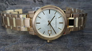  Shop Authentic Burberry The City White Dial Gold Steel Strap Watch for Women - BU9103 - Luxxuri