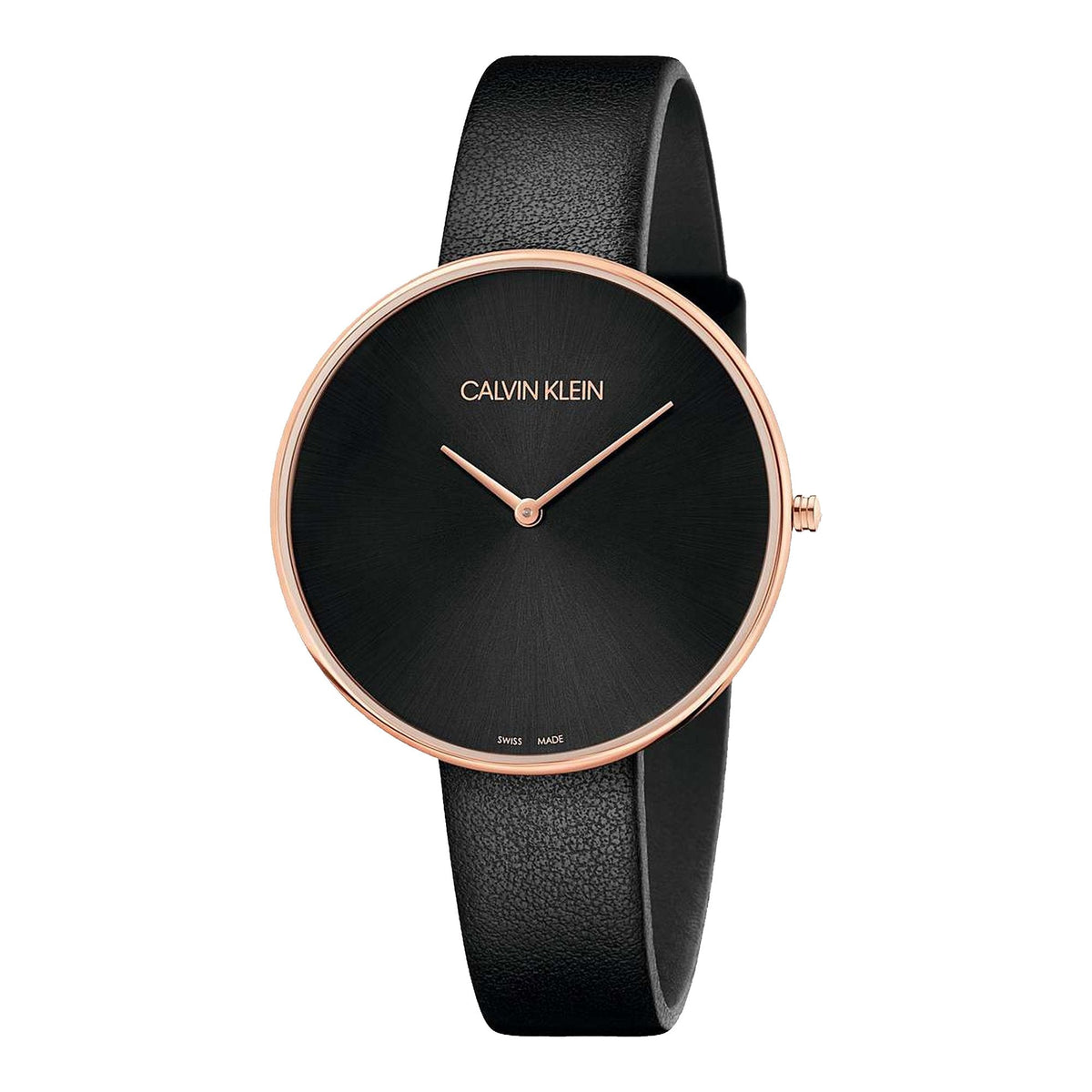  Shop Authentic Calvin Klein Full Moon Black Dial Black Leather Strap Watch for Women - K8Y236C1 - Luxxuri