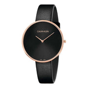  Shop Authentic Calvin Klein Full Moon Black Dial Black Leather Strap Watch for Women - K8Y236C1 - Luxxuri