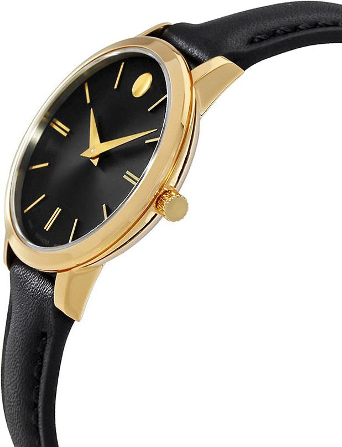  Shop Authentic Movado Ultra Slim Black Dial Black Leather Strap Watch For Women -  0607095 - Luxxuri