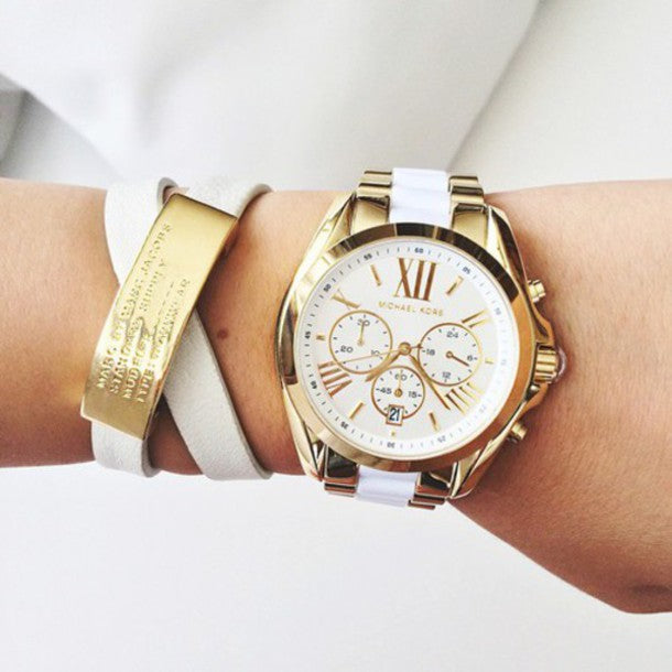  Shop Authentic Michael Kors Bradshaw Chronograph White Dial Two Tone Steel Strap Watch For Women - MK5743 - Luxxuri