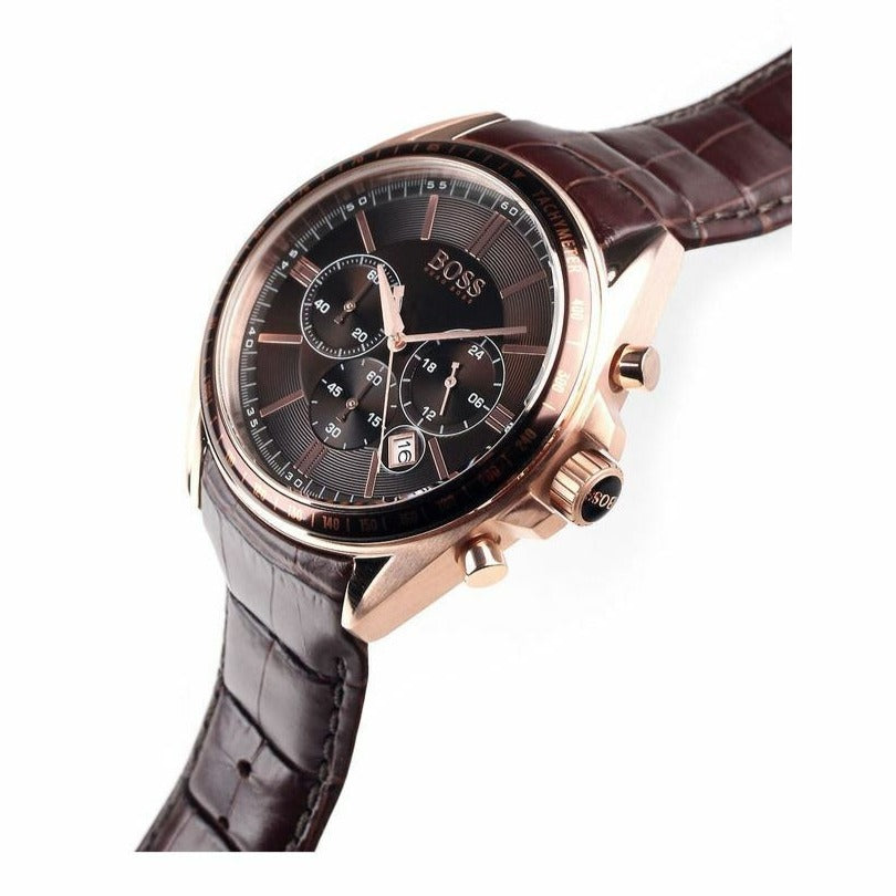  Shop Authentic Hugo Boss Driver Chronograph Brown Dial Brown Leather Strap Watch For Men - HB1513093 - Luxxuri