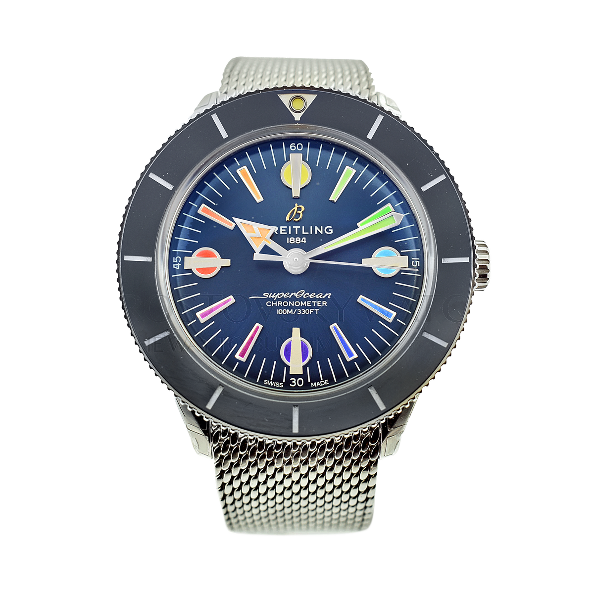  Shop Authentic Breitling Superocean Heritage '57 Special Edition II Blue Dial Silver Mesh Bracelet Watch for Men - A103702A1C1A1 - Luxxuri