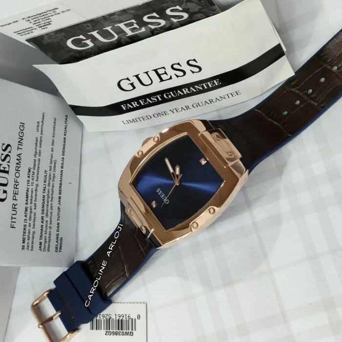  Shop Authentic Guess Phoenix Blue Dial Brown Leather Strap Watch for Men - GW0386G2 - Luxxuri