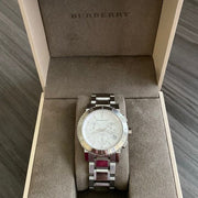  Shop Authentic Burberry City Chronograph White Dial Silver Steel Strap Watch For Women - BU9700 - Luxxuri
