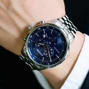  Shop Authentic Citizen Eco Drive Chronograph Blue Dial Silver Steel Strap Watch For Men - AT2140-55L - Luxxuri