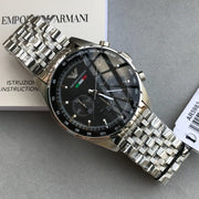 Shop Authentic Emporio Armani Team Italia Chronograph Black Dial Silver Steel Strap Watch For Men - AR5983 - Luxxuri