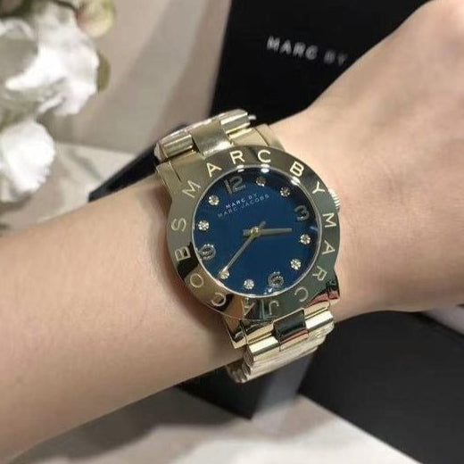  Shop Authentic Marc Jacobs Amy Green Dial Gold Steel Strap Watch for Women - MBM8619 - Luxxuri