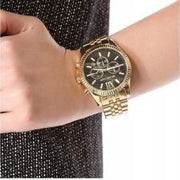  Shop Authentic Michael Kors Lexington Chronograph Black Dial Gold Steel Strap Watch for Men - MK8286 - Luxxuri