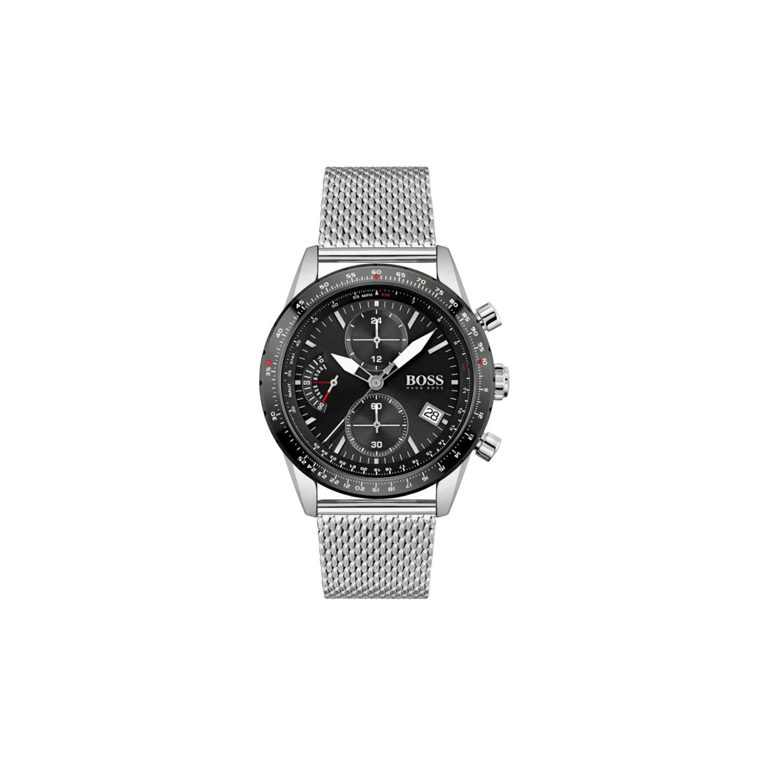 Shop Authentic Hugo Boss Pilot Edition Black Dial Silver Mesh Bracelet Watch for Men - 1513886 - Luxxuri