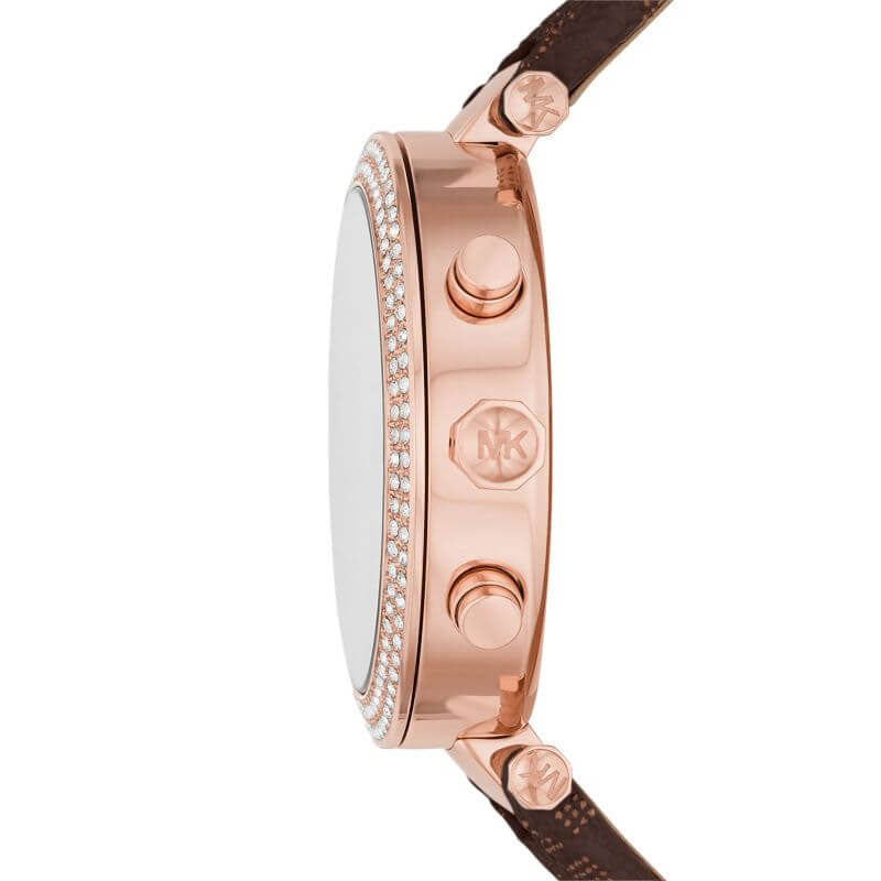  Shop Authentic Michael Kors Parker Chronograph White Dial Brown Leather Strap Watch For Women - MK6917 - Luxxuri