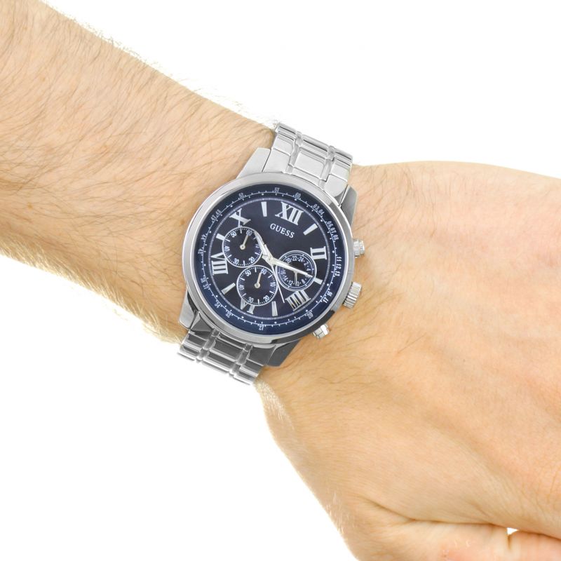  Shop Authentic Guess Horizon Chronograph Quartz Blue Dial Silver Steel Strap Watch for Men - W0379G3 - Luxxuri