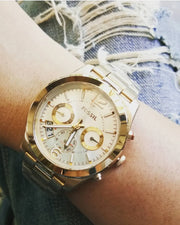  Shop Authentic Fossil Boyfriend Gold Dial Gold Steel Strap Watch for Women - ES3884 - Luxxuri