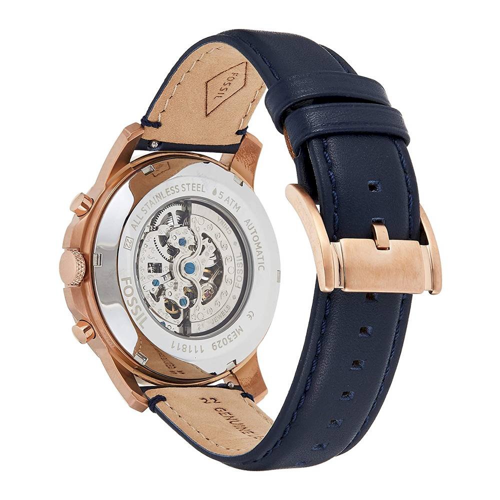  Shop Authentic Fossil Grant Automatic Blue Dial Blue Leather Strap Watch for Men - ME3029 - Luxxuri