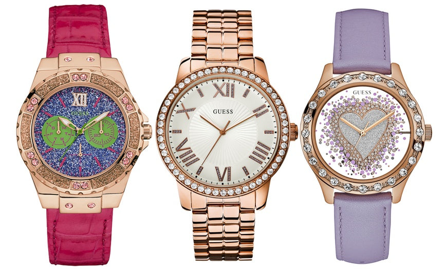  Shop Authentic Guess Limelight Quartz Multicolor Dial Red Leather Strap Watch For Women - W0775L4 - Luxxuri