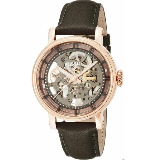  Shop Authentic Fossil Boyfriend Automatic Skeleton Grey Dial Grey Leather Strap Watch for Women - ME3089 - Luxxuri