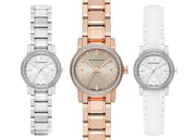  Shop Authentic Burberry The City Diamonds Silver Dial White Leather Strap Watch for Women - BU9221 - Luxxuri