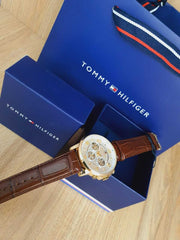  Shop Authentic Tommy Hilfiger Keagan Quartz Silver Dial Brown Leather Strap Watch for Men - 1791291 - Luxxuri