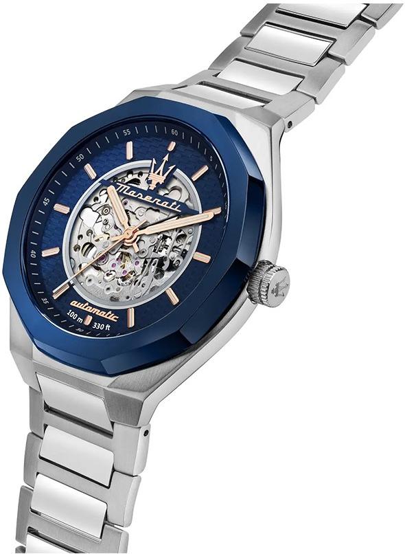  Shop Authentic Maserati Stile Automatic Skeleton Silver Dial Silver Steel Strap Watch For Men - R8823142004 - Luxxuri