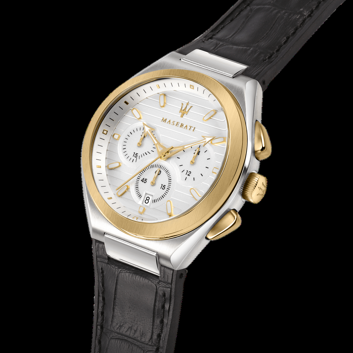  Shop Authentic Maserati Triconic Chronograph White Dial Black Leather Strap Watch For Men - R8871639004 - Luxxuri
