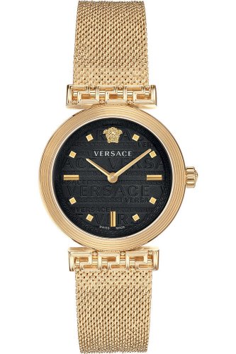 Shop Authentic Versace Meander Black Dial Gold Mesh Bracelet Watch for Women - VELW00720 - Luxxuri