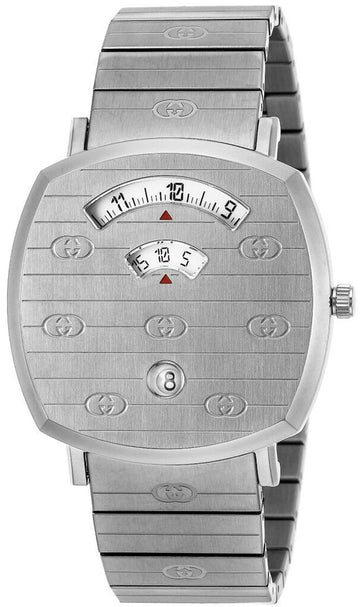  Shop Authentic Gucci Grip Quartz Silver Dial Silver Steel Strap Watch For Women - YA157410 - Luxxuri