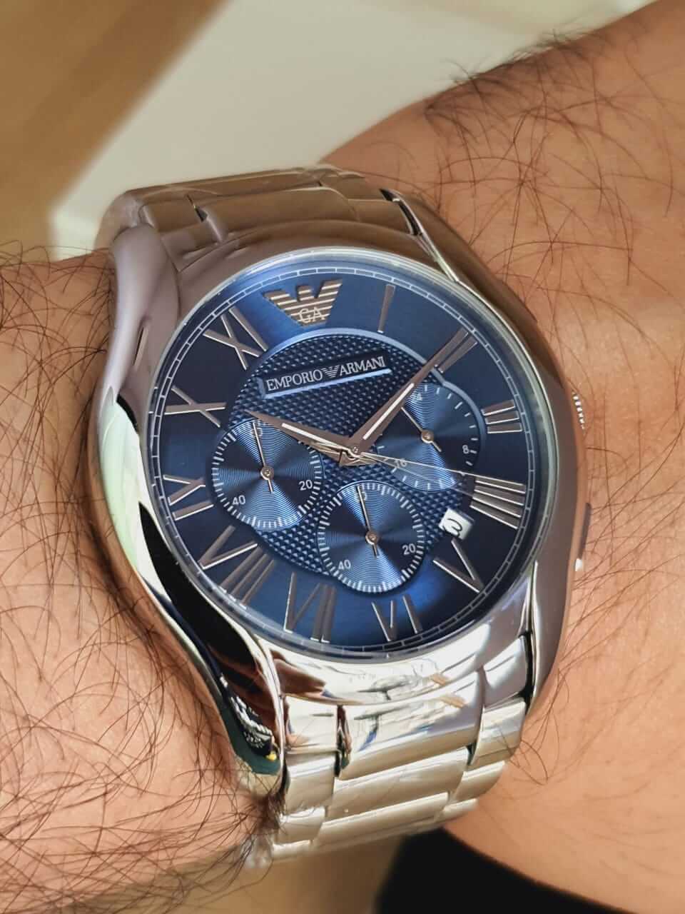  Shop Authentic Emporio Armani Chronograph Quartz Blue Dial Silver Steel Strap Watch For Men - AR11082 - Luxxuri
