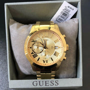  Shop Authentic Guess Atlas Chronograph Gold Dial Gold Steel Strap Watch For Men - W0668G4 - Luxxuri