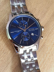  Shop Authentic Hugo Boss Jet Blue Dial Silver Steel Strap Watch for Men - 1513384 - Luxxuri