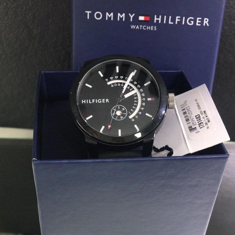  Shop Authentic Tommy Hilfiger Denim Quartz Black Dial Black Rubber Strap Watch for Men - 1791483 - Luxxuri