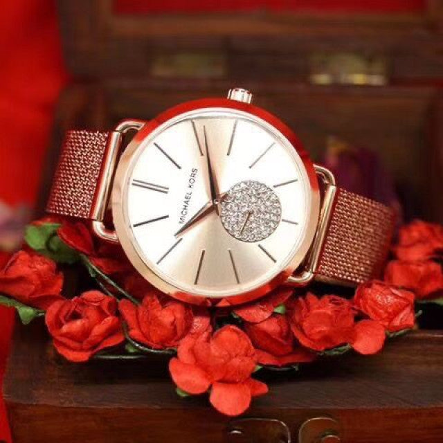  Shop Authentic Michael Kors Portia Rose Gold Dial Rose Gold Mesh Bracelet Watch for Women - MK3845 - Luxxuri