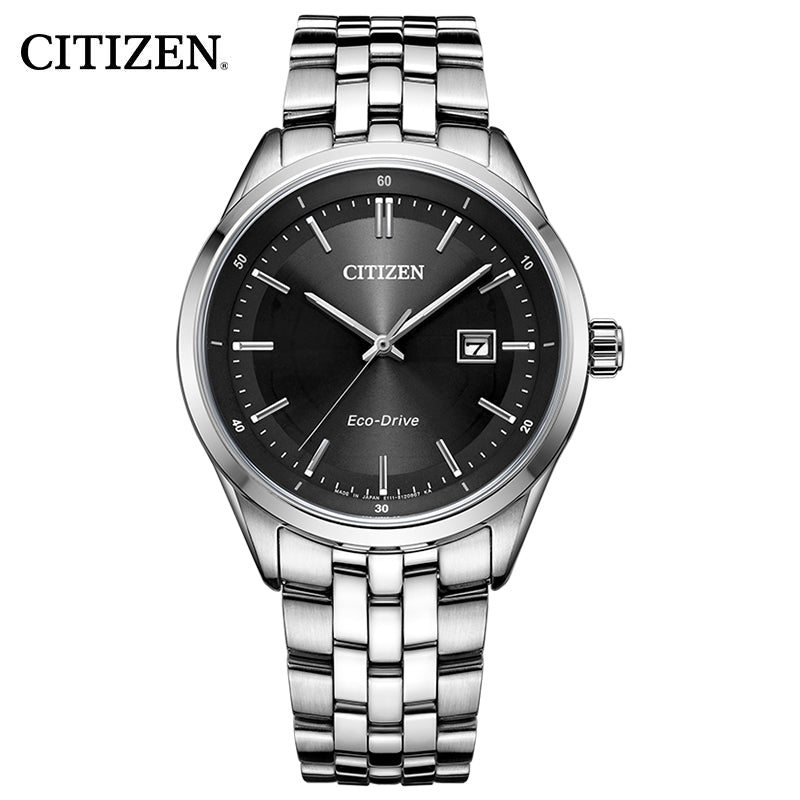  Shop Authentic Citizen Eco Drive Black Dial Silver Steel Strap Watch For Men - BM7250-56E - Luxxuri
