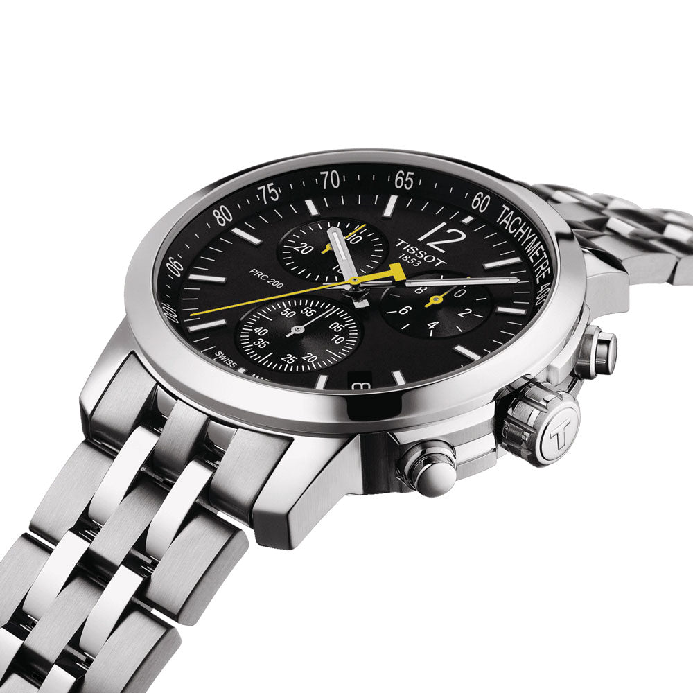  Shop Authentic Tissot PRC 200 Chronograph Black Dial Silver Steel Strap Watch For Men - T114.417.11.057.00 - Luxxuri