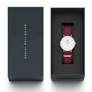  Shop Authentic Daniel Wellington Roselyn 3A Petite White Dial Ruby Red NATO Strap Watch For Women - DW00100292 - Luxxuri