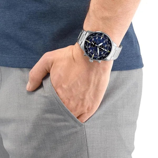  Shop Authentic Citizen Eco Drive Chronograph Blue Dial Silver Stainless Steel Watch For Men - CA0690-88L - Luxxuri