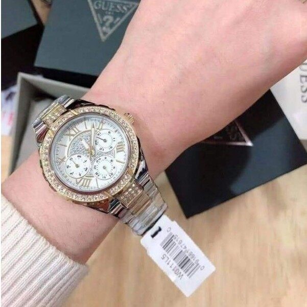  Shop Authentic Guess Viva Diamonds Silver Dial Two Tone Steel Strap Watch for Women - W0111L5 - Luxxuri