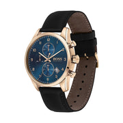  Shop Authentic Hugo Boss Skymaster Chronograph Blue Dial Black Leather Strap Watch for Men - 1513783 - Luxxuri