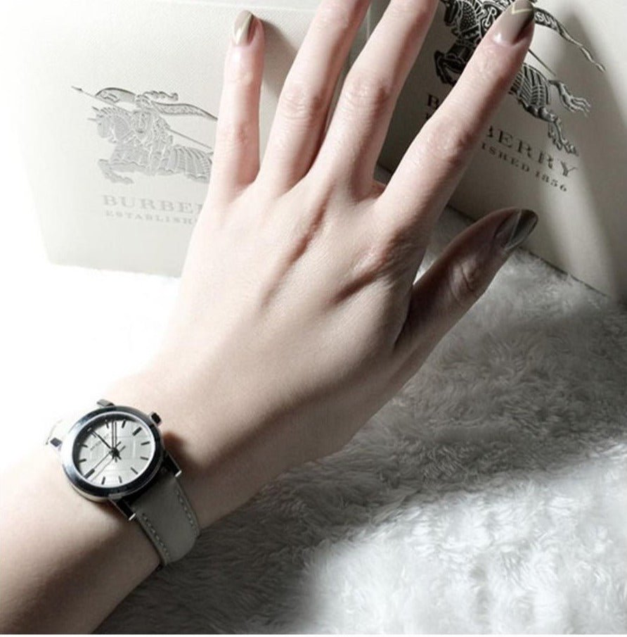  Shop Authentic Burberry The City Beige Dial Beige Leather Strap Watch for Women - BU9207 - Luxxuri