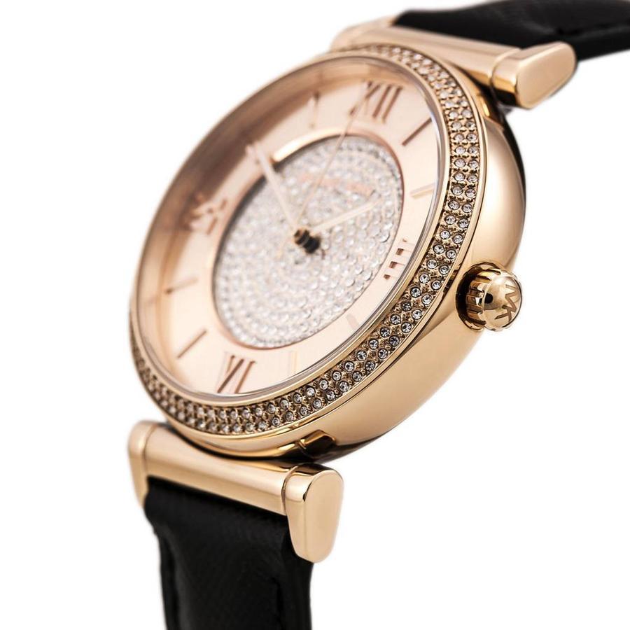  Shop Authentic Michael Kors Catlin Rose Gold Crystal Dial Black Leather Strap Watch for Women - MK2376 - Luxxuri
