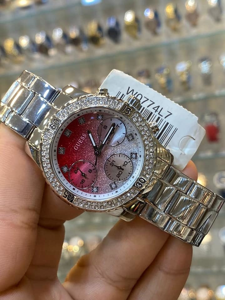  Shop Authentic Guess Confetti Diamonds Silver Dial Silver Steel Strap Watch for Women - W0774L7 - Luxxuri
