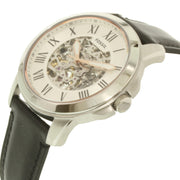  Shop Authentic Fossil Grant Automatic Skeleton White Dial Black Leather Strap Watch for Men - ME3101 - Luxxuri