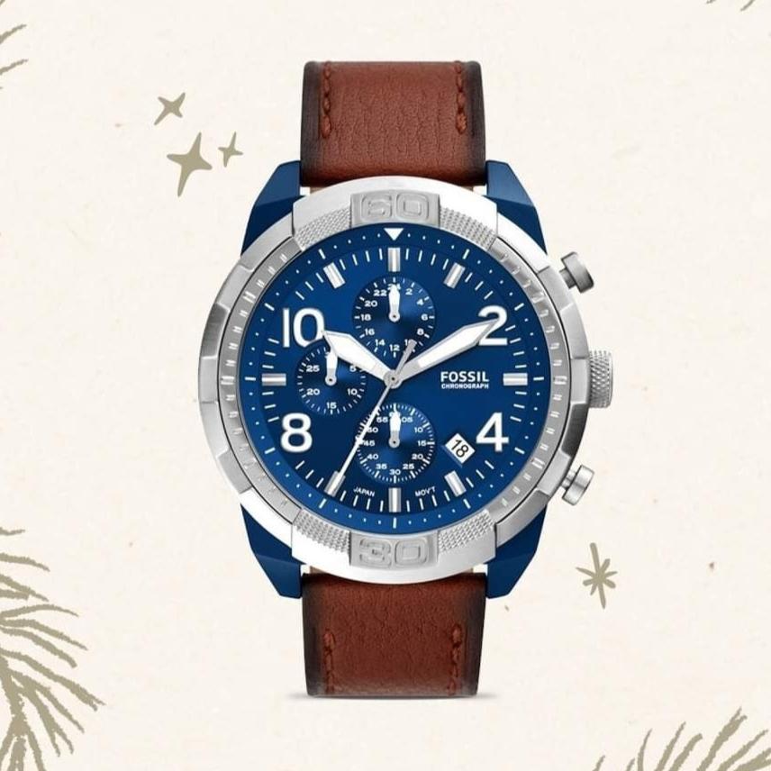  Shop Authentic Fossil Bronson Chronograph Luggage Blue Dial Brown Leather Strap Watch for Men - FS5829 - Luxxuri