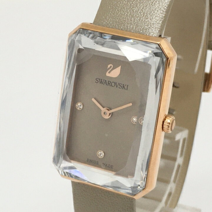  Shop Authentic Swarovski Uptown Crystal Grey Dial Grey Leather Strap Watch for Women - 5547716 - Luxxuri